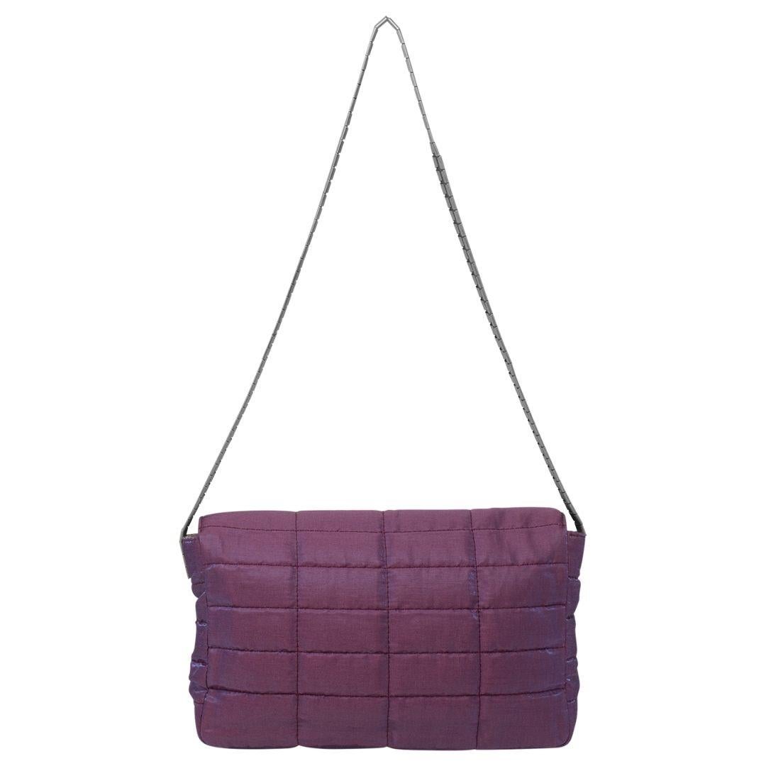 Chanel Purple Iridescent Quilted Mademoiselle Flap Bag In Excellent Condition For Sale In Atlanta, GA