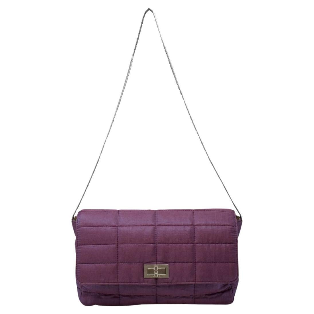 Chanel Purple Iridescent Quilted Mademoiselle Flap Bag For Sale