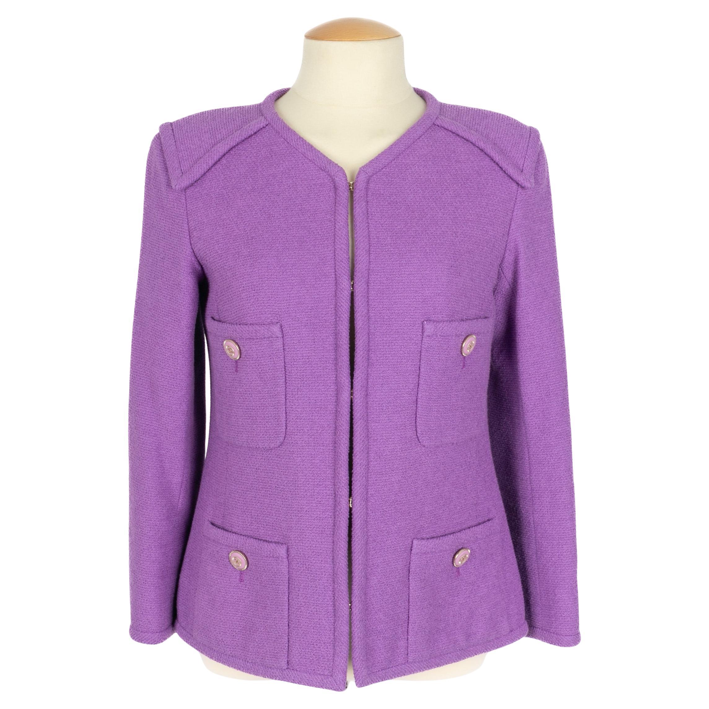 Chanel purple jacket For Sale