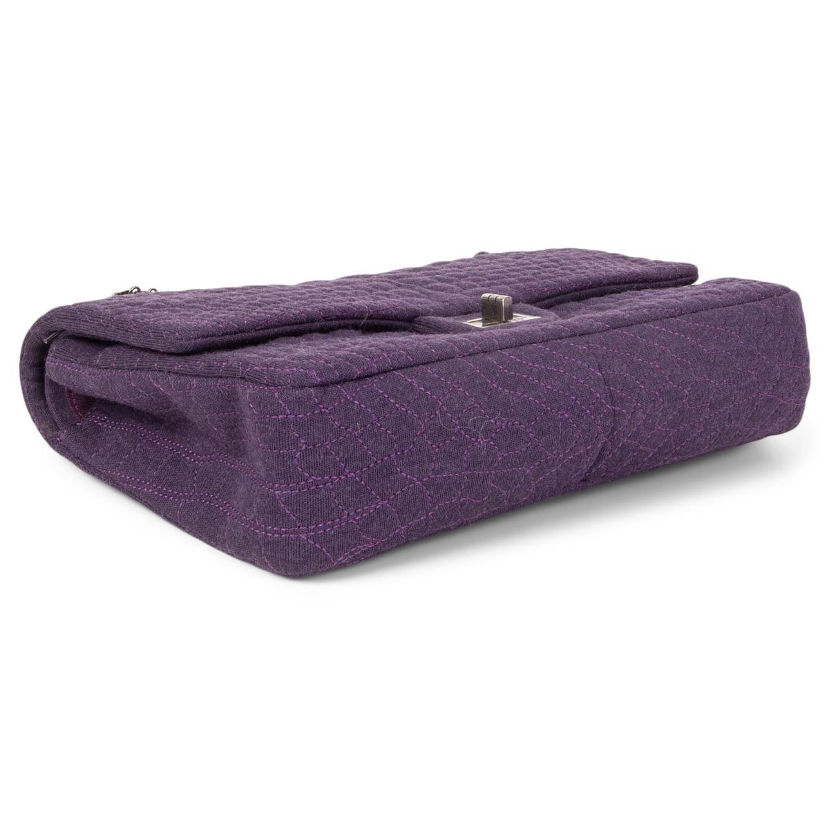 Black CHANEL purple JERSEY COCO'S CROC 2.55 REISSUE 226 DOUBLE FLAP Shoulder Bag