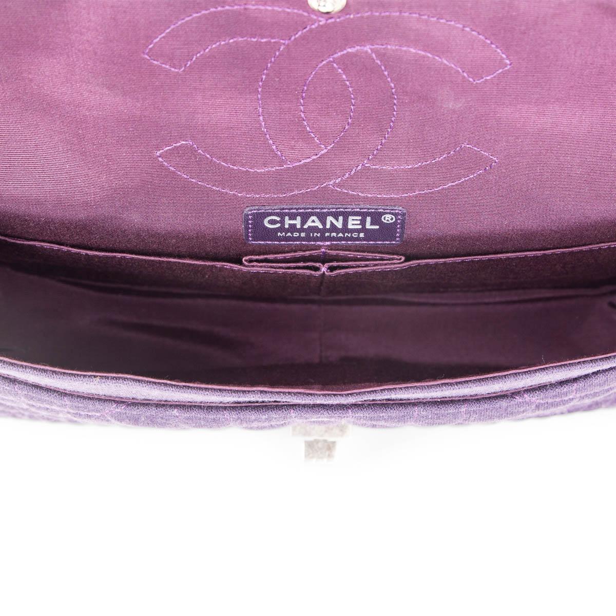 Women's CHANEL purple JERSEY COCO'S CROC 2.55 REISSUE 226 DOUBLE FLAP Shoulder Bag