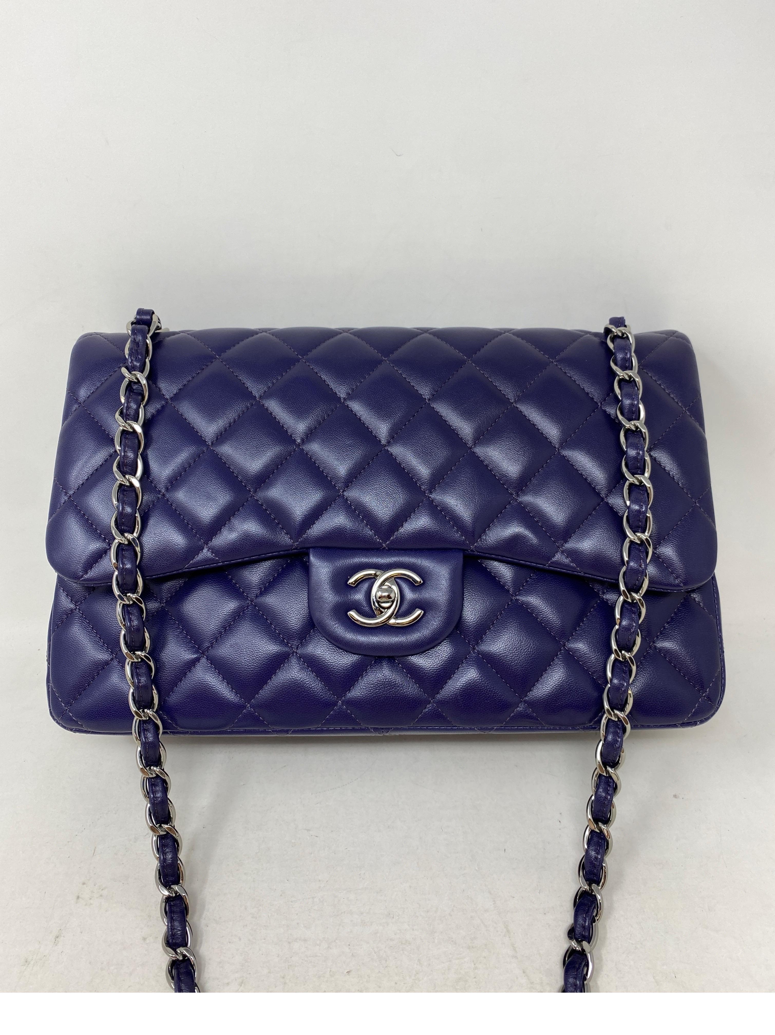 Chanel Purple Jumbo Double Flap Bag  10