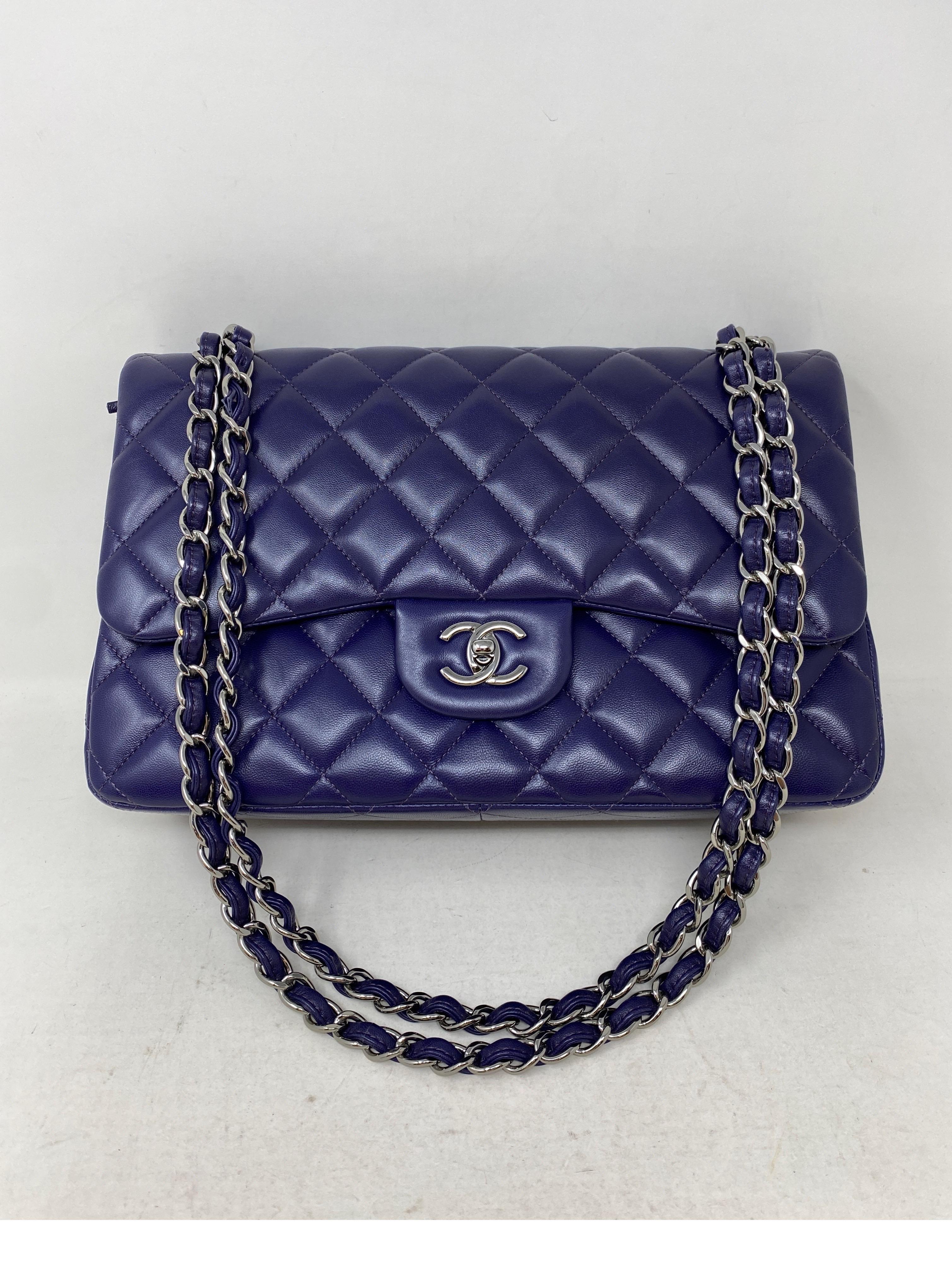Chanel Purple Jumbo Double Flap Bag  11
