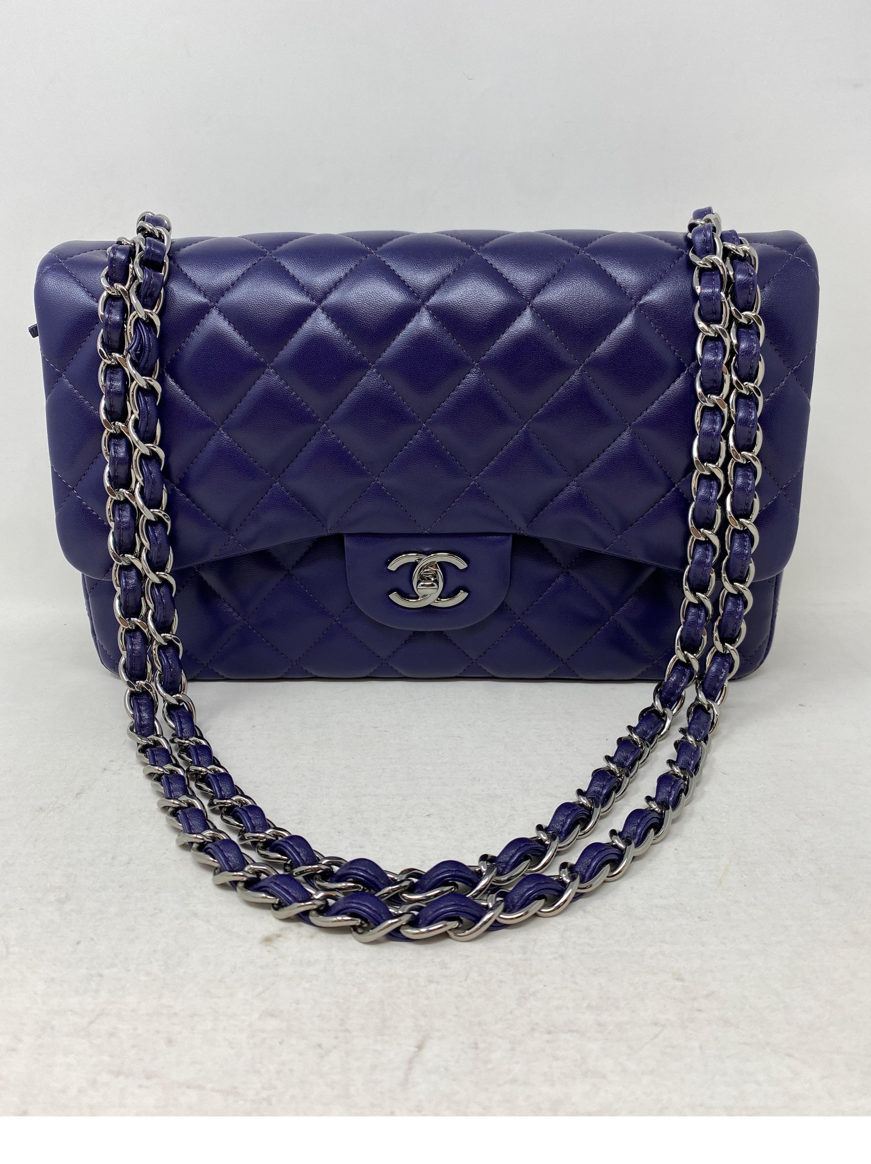 Chanel Purple Jumbo Double Flap Bag  13