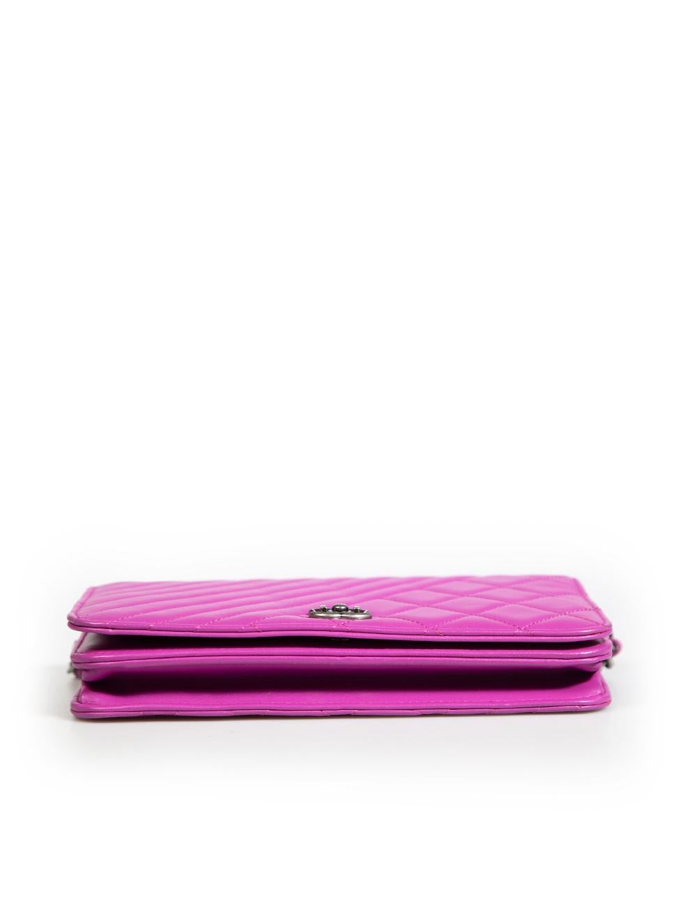 Women's Chanel Purple Lambskin Coco Boy Quilted Chain Wallet