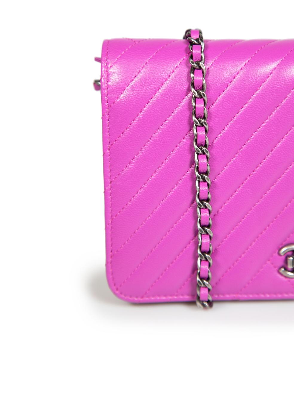 Chanel Purple Lambskin Coco Boy Quilted Chain Wallet 3