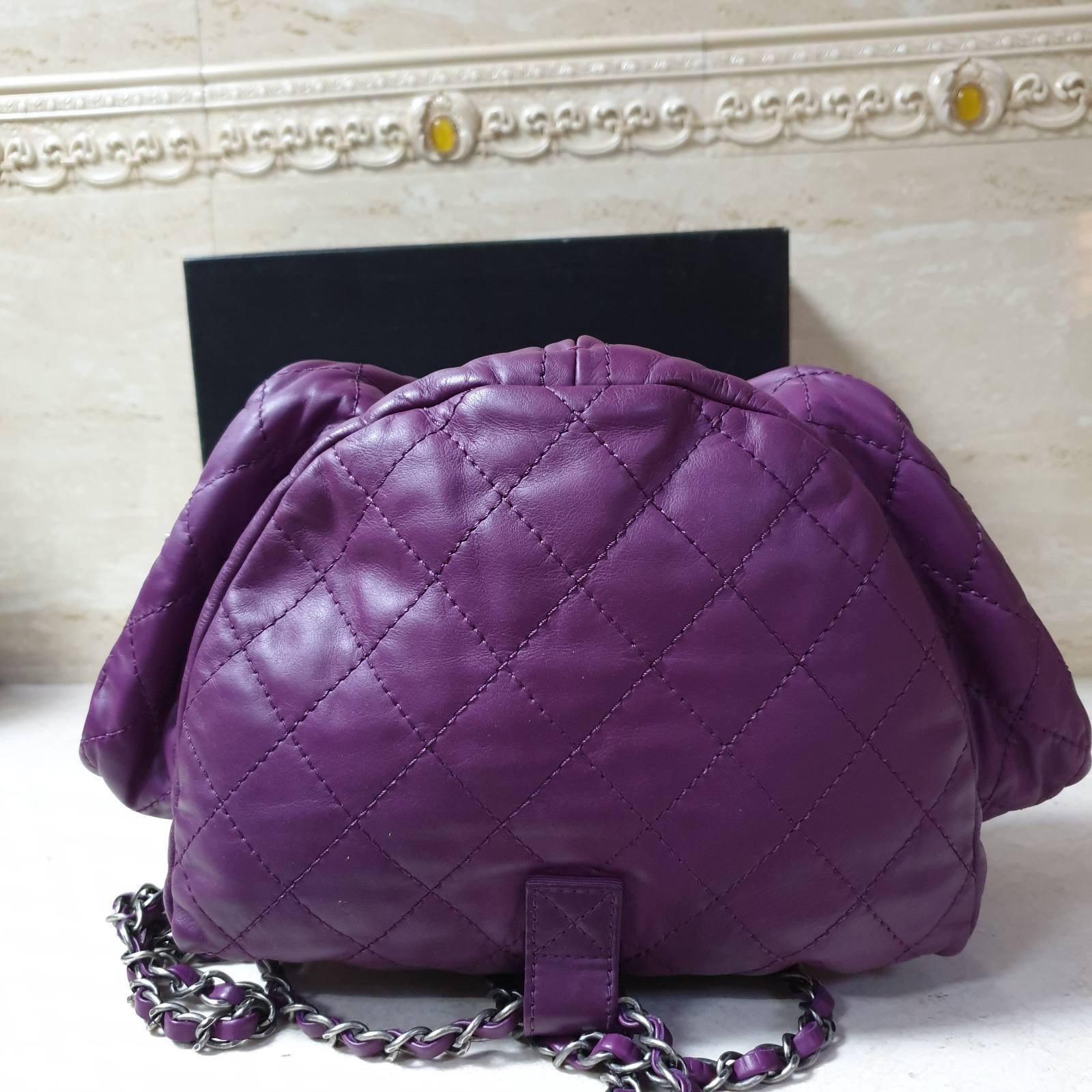 Women's Chanel Purple Lambskin Large Backpack 