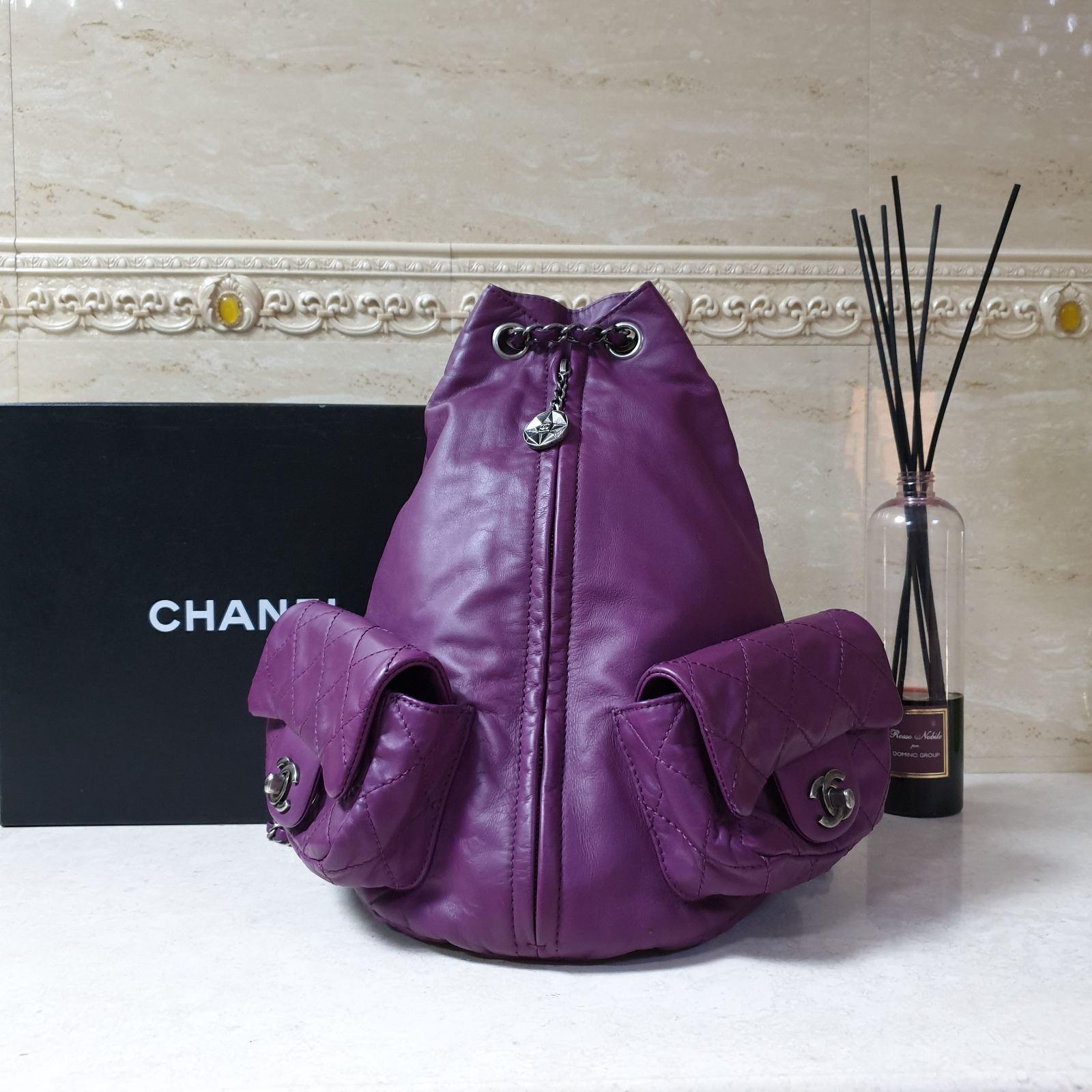Chanel Purple Lambskin Large Backpack  2