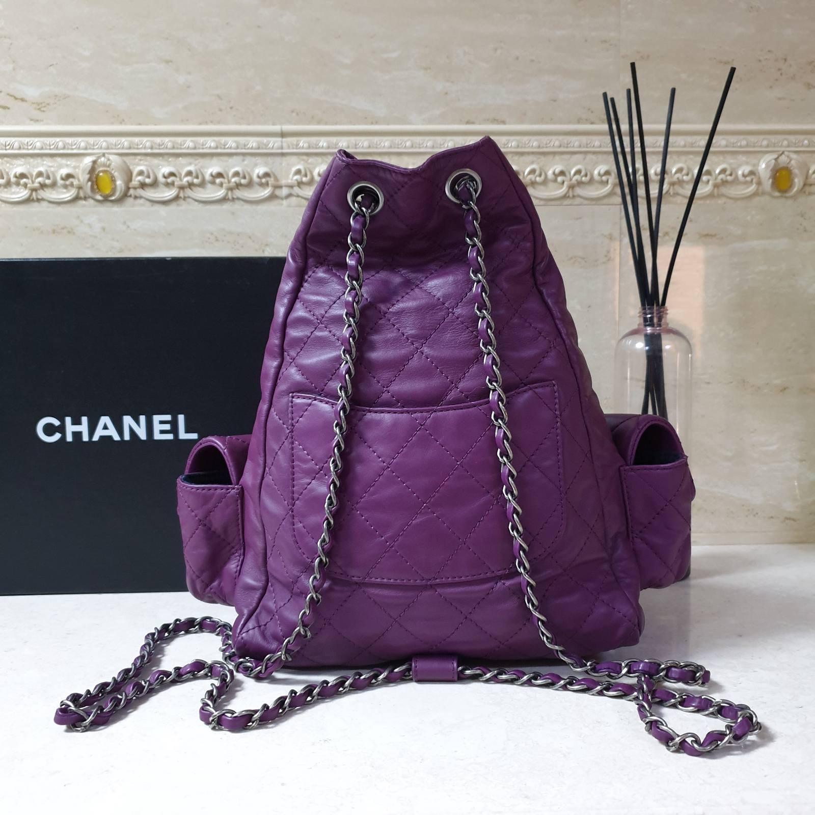 Chanel Purple Lambskin Large Backpack  3