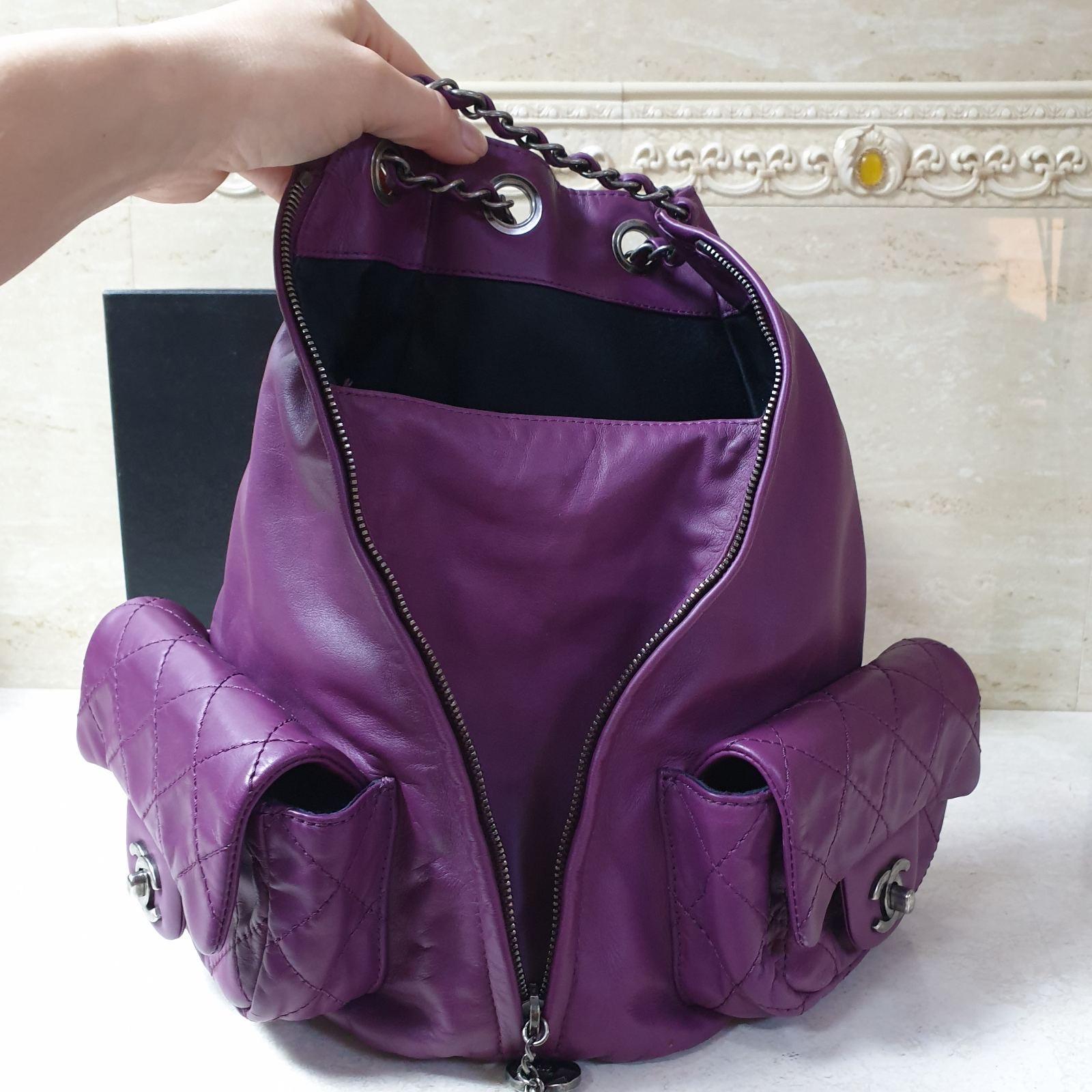 Chanel Purple Lambskin Large Backpack  4