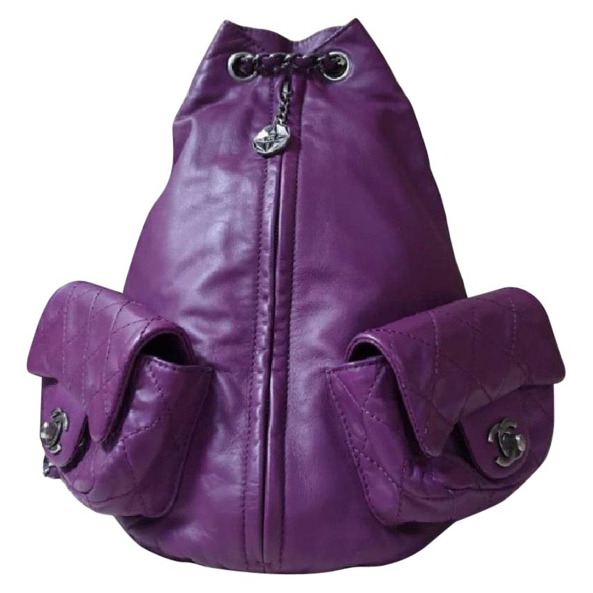 Chanel Purple Lambskin Large Backpack 