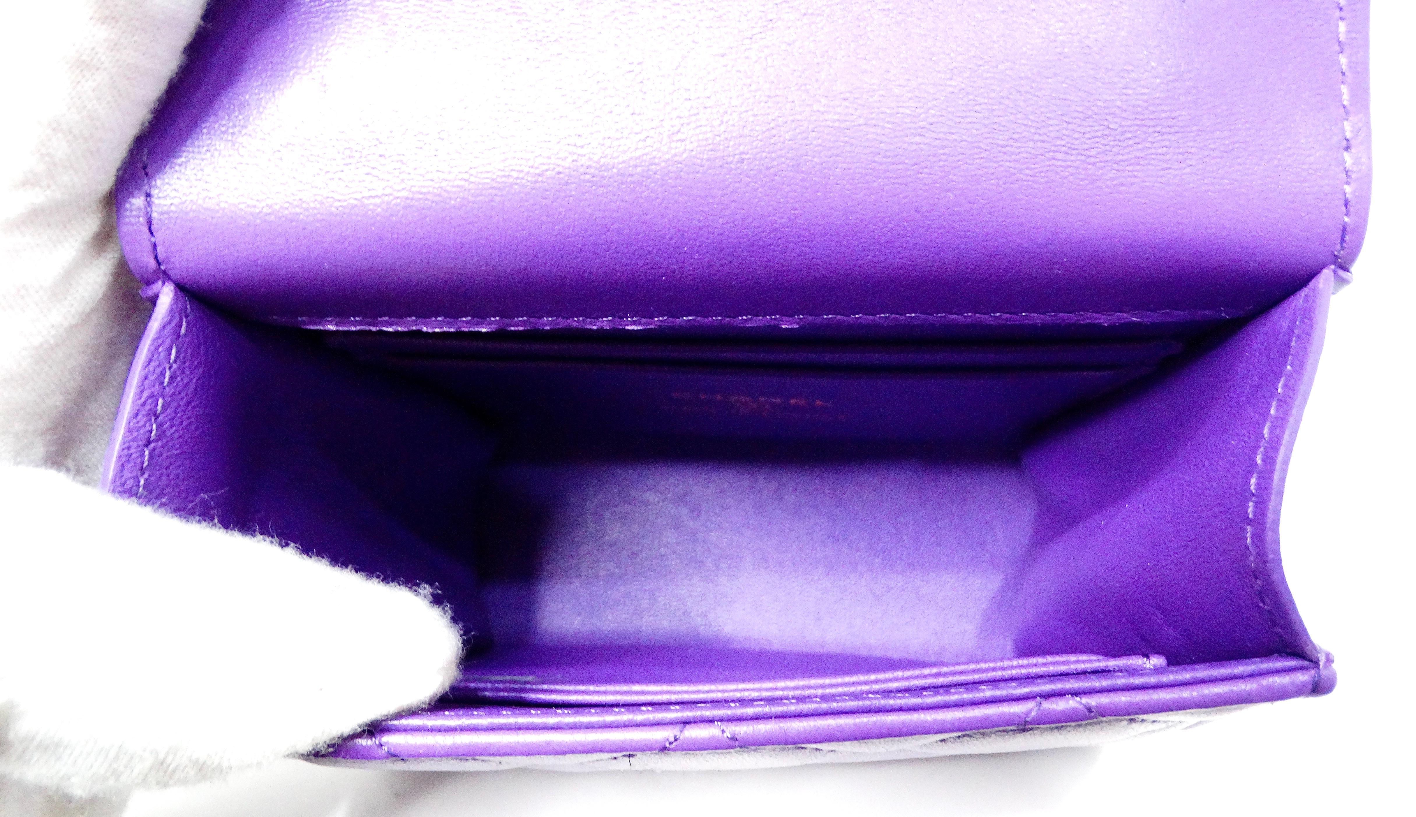 Chanel Purple Lambskin Quilted Leather Mini Kelly Bag With Mirror For Sale 6