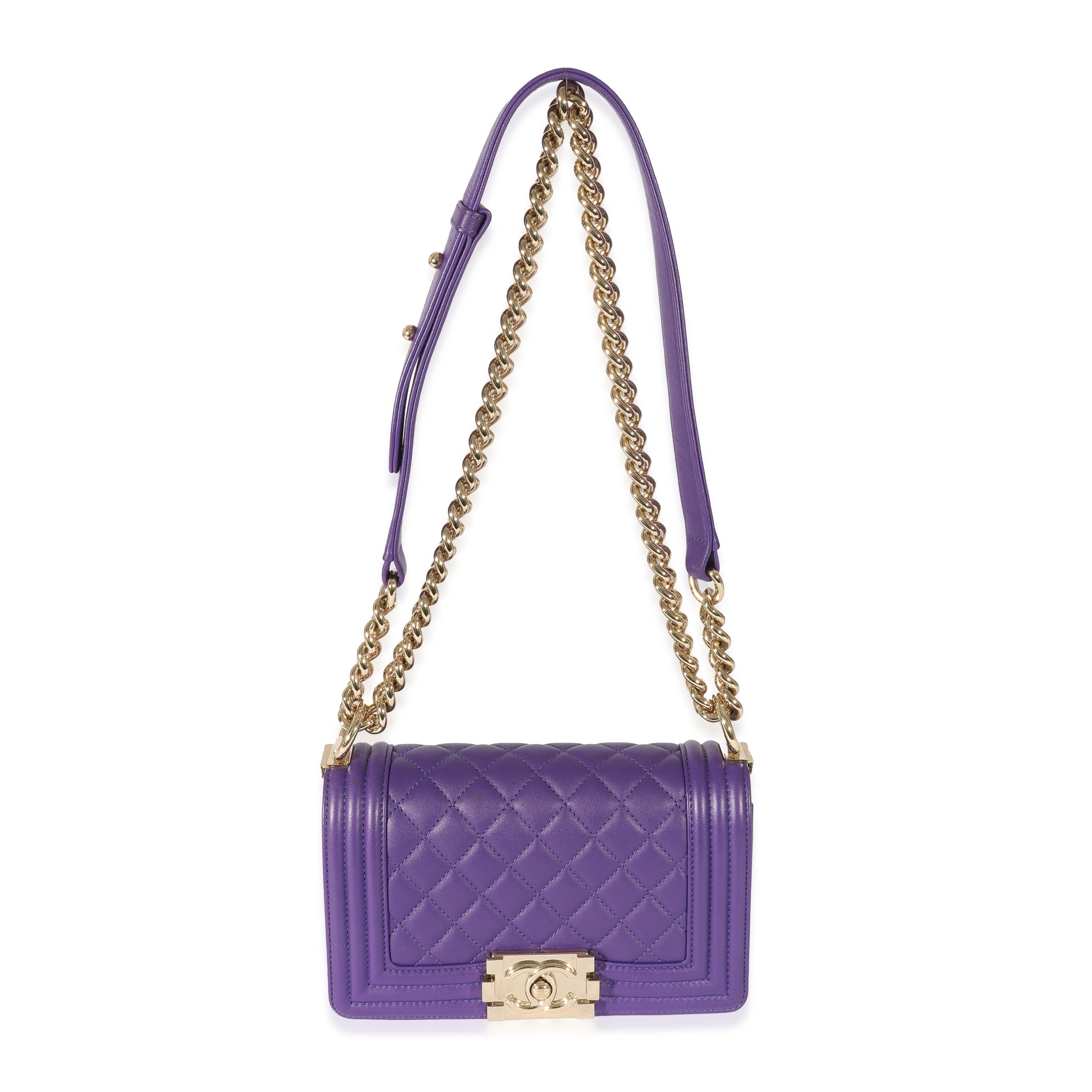 Women's or Men's Chanel Purple Lambskin Small Boy Bag
