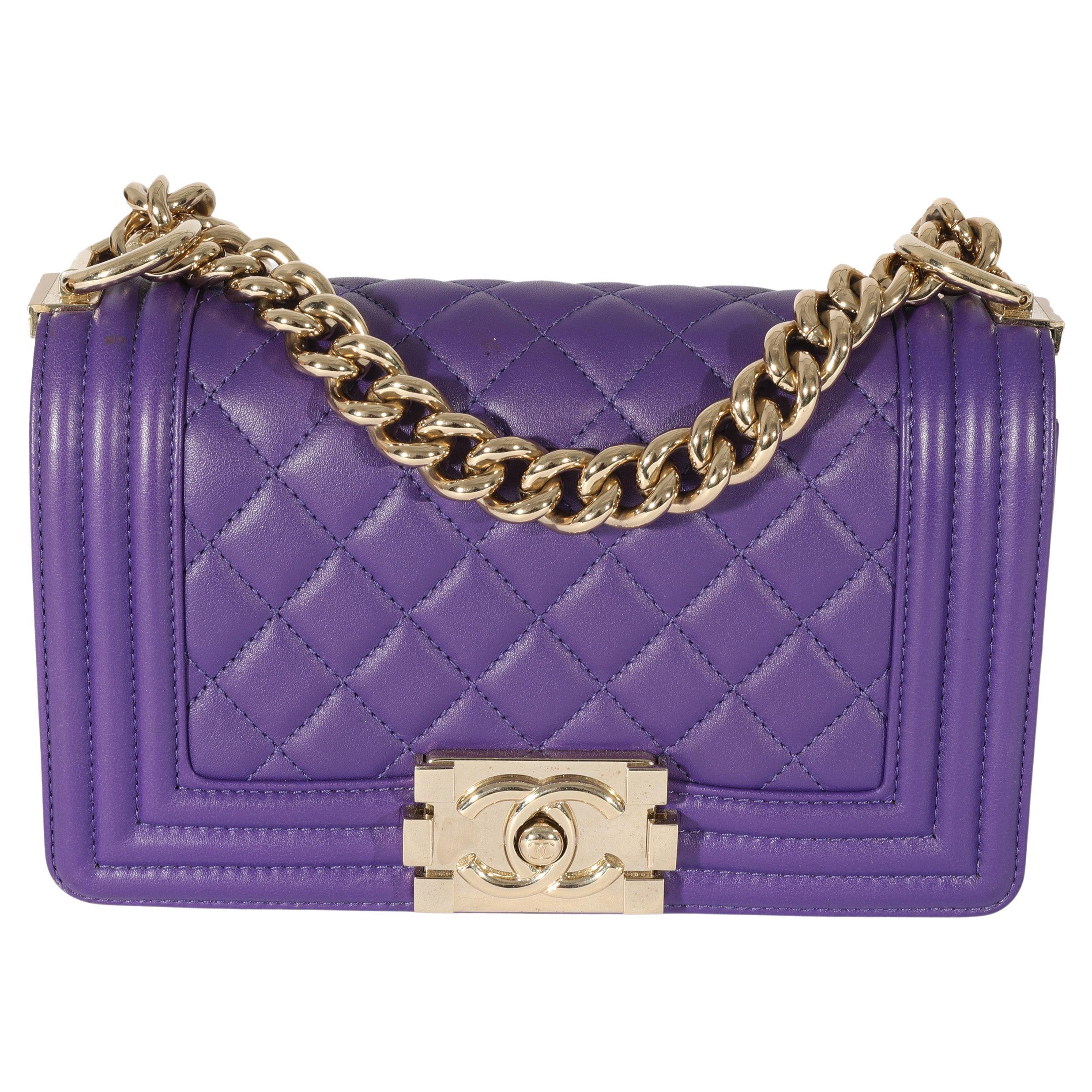 Chanel Purple Lambskin Small Boy Bag