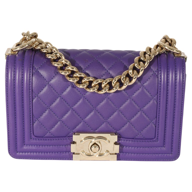 Chanel Purple Lambskin Small Boy Bag For Sale at 1stDibs