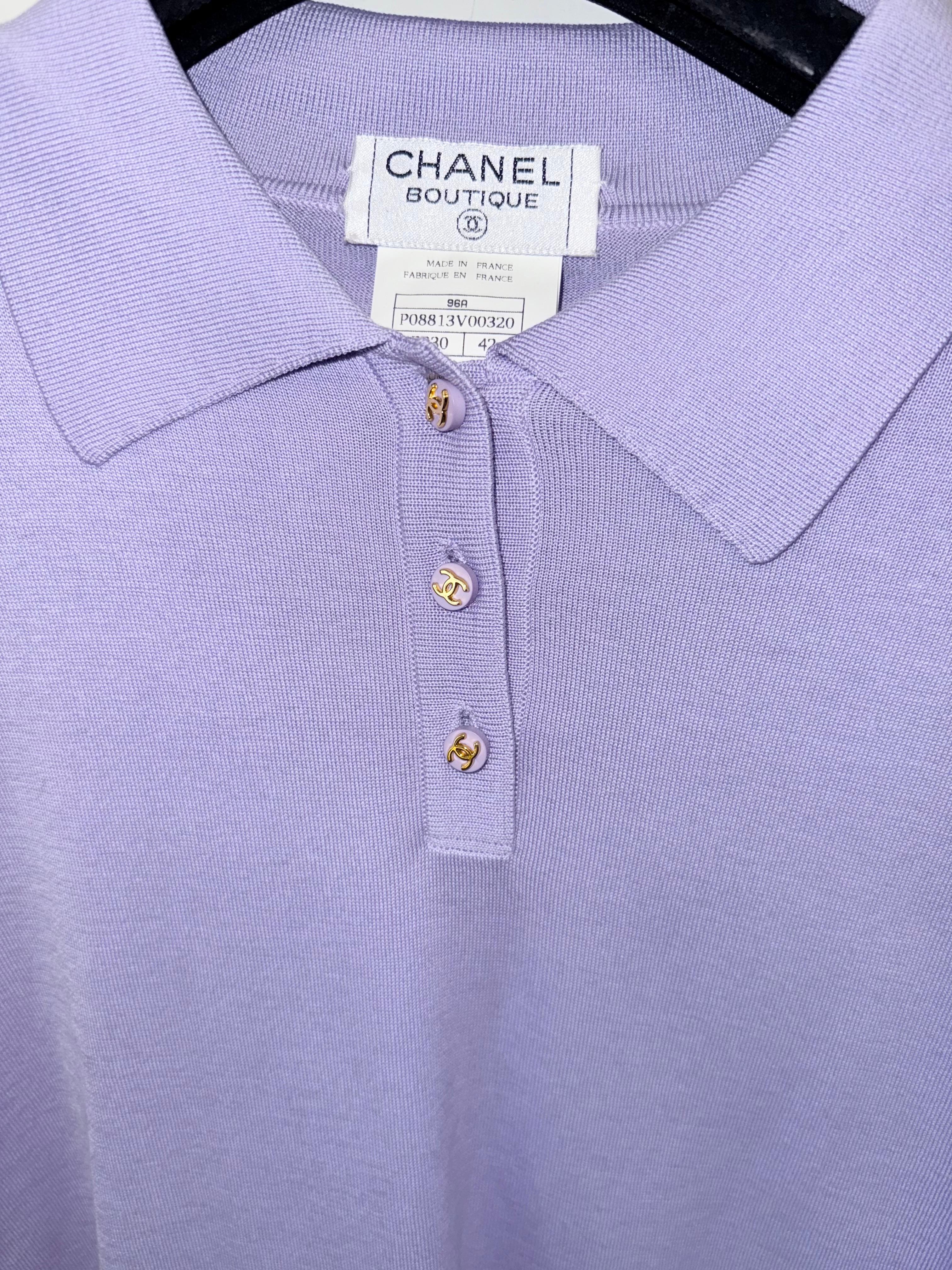 Polo Chanel de algodón lavanda morado Púrpura en venta