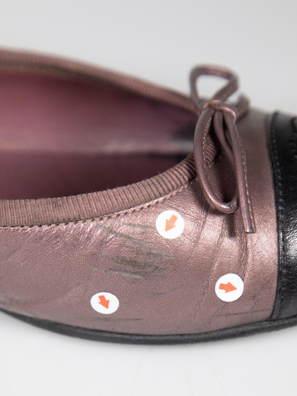 Chanel Purple Leather Cap Toe CC Ballet Flats Size IT 36.5 5