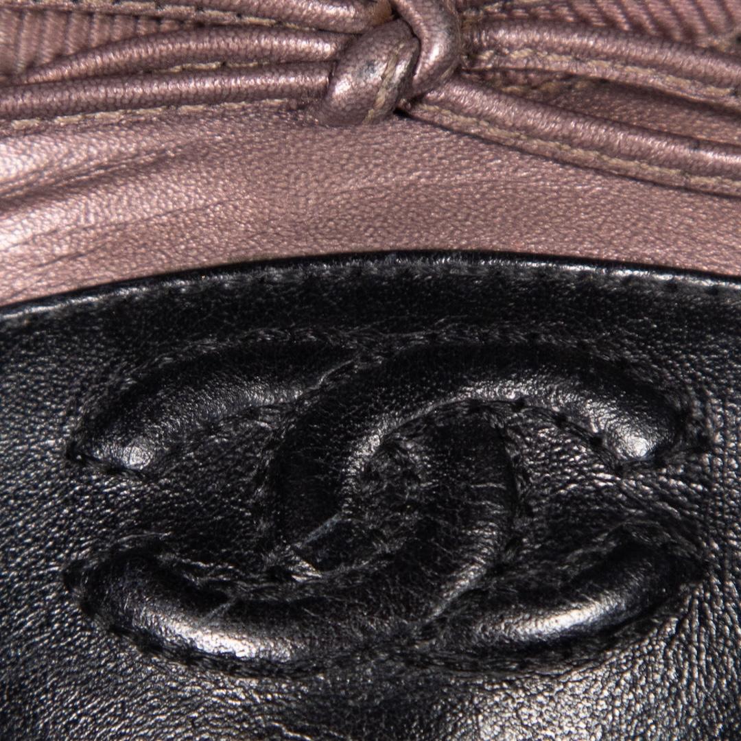 Women's Chanel Purple Leather Cap Toe CC Ballet Flats Size IT 36.5