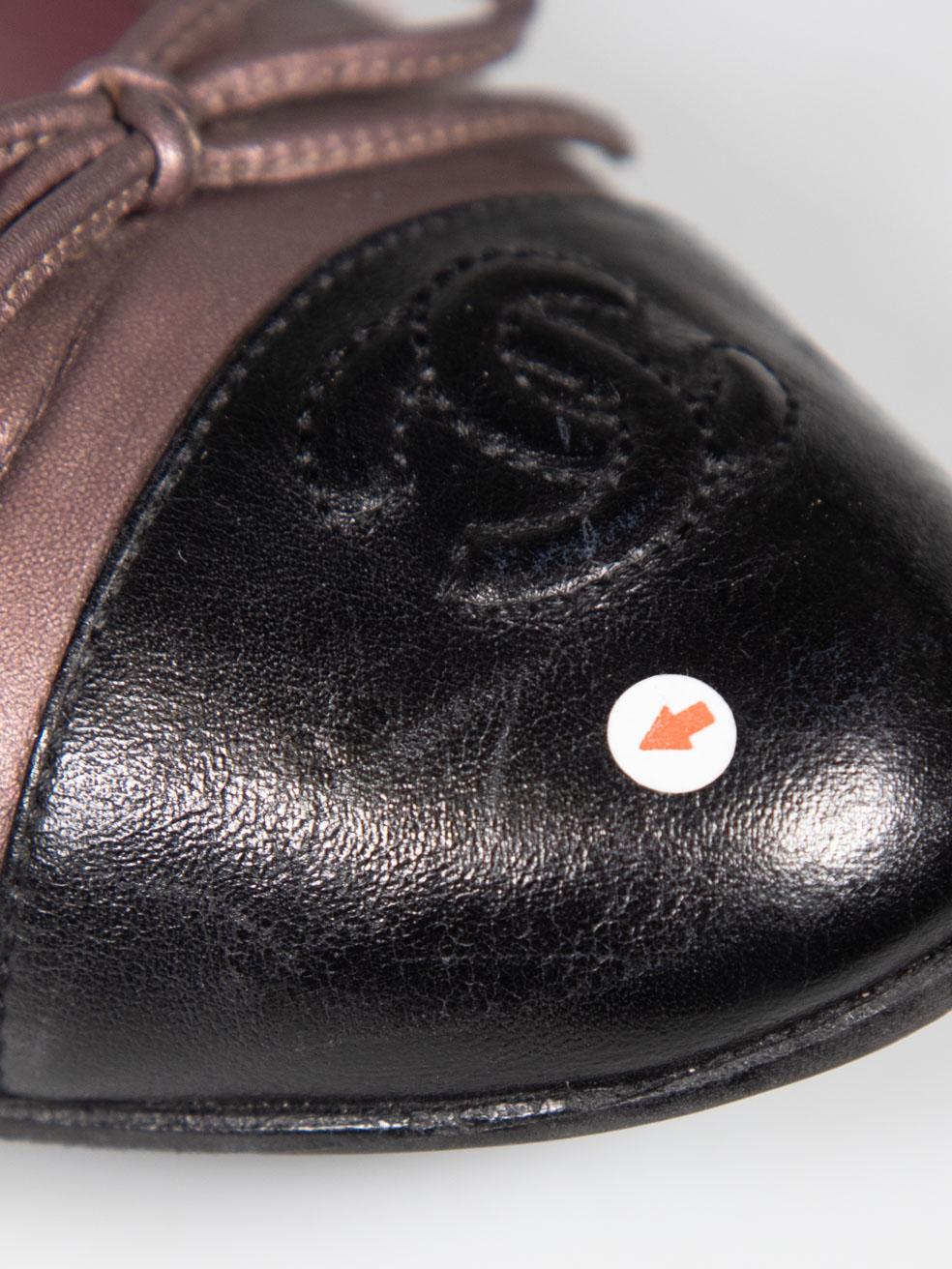 Chanel Purple Leather Cap Toe CC Ballet Flats Size IT 36.5 1