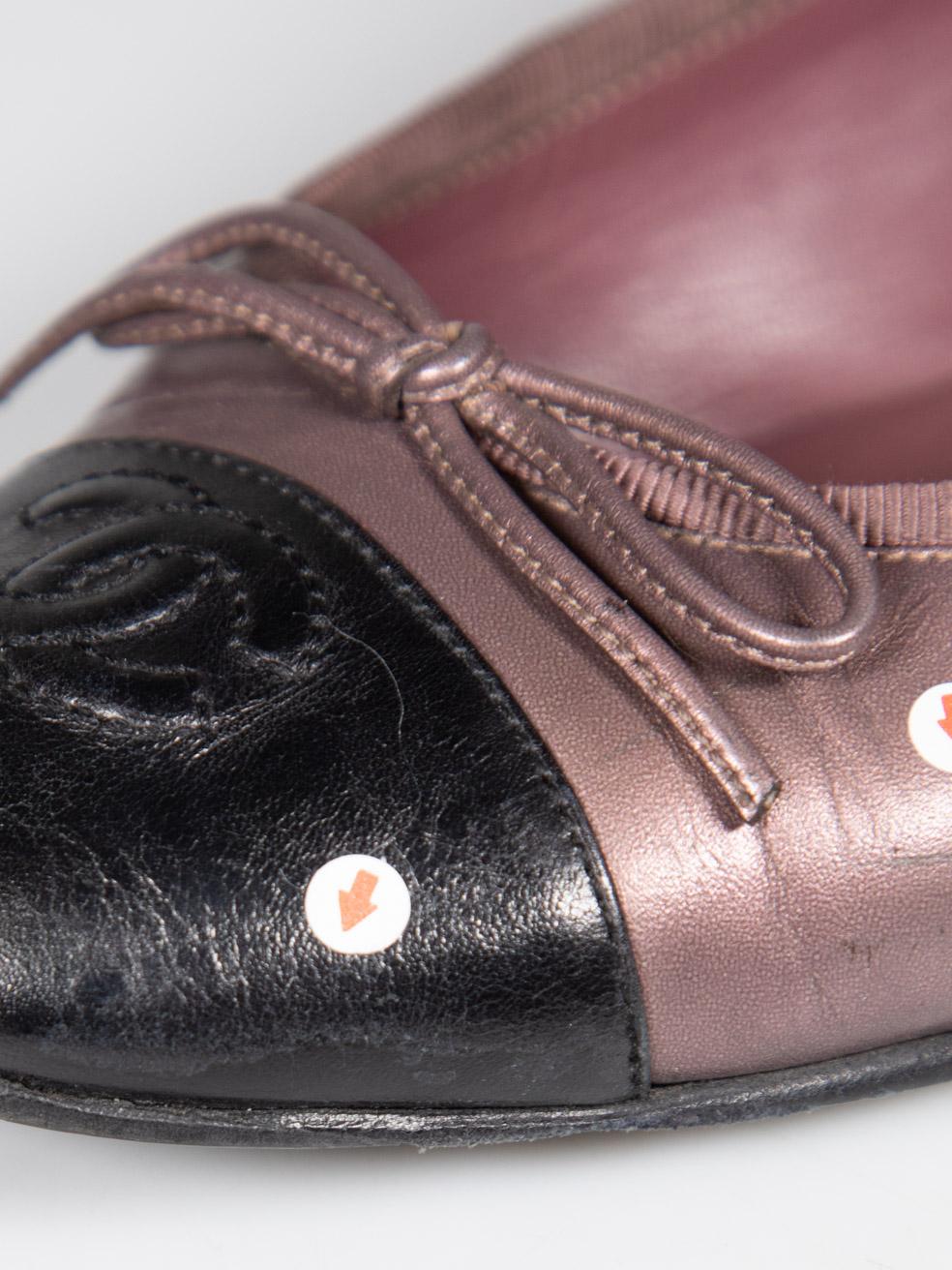 Chanel Purple Leather Cap Toe CC Ballet Flats Size IT 36.5 3