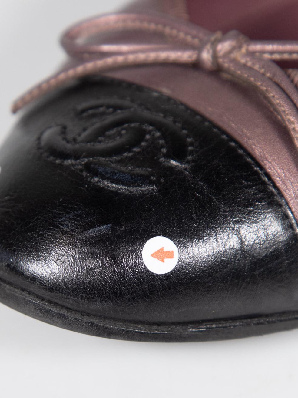 Chanel Purple Leather Cap Toe CC Ballet Flats Size IT 36.5 4