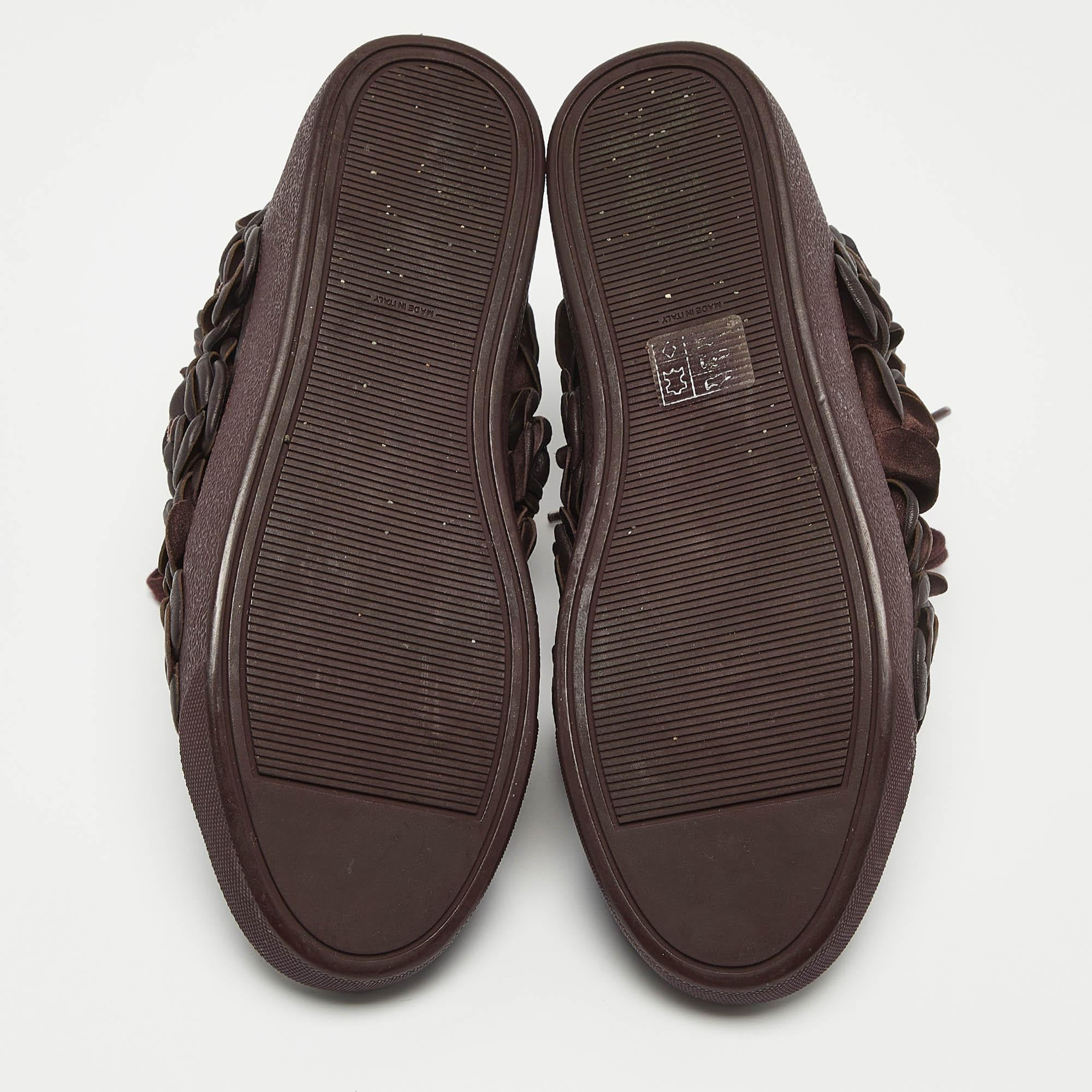 Chanel Cuero Morado CC Camelia Zapatillas Altas Talla 37.5 1