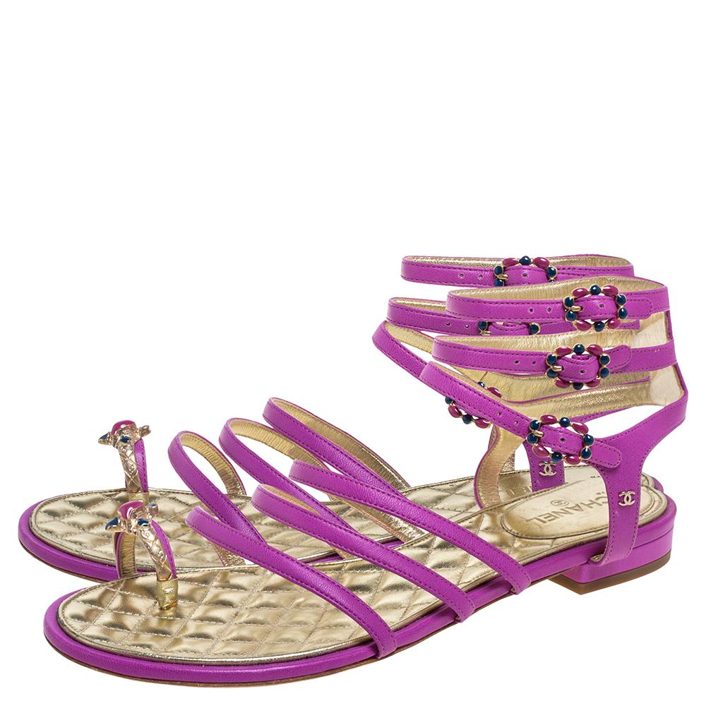 Chanel purple sandals sale