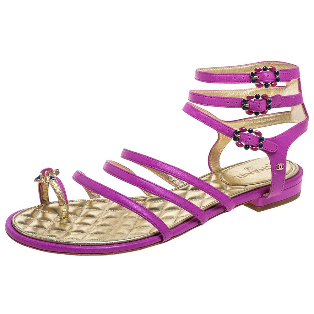 Chanel Gladiator Sandals in Beige, size 38.5