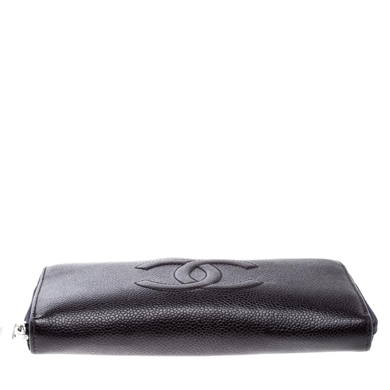 Women's Chanel Purple Leather Timeless L Gusset Zip Around Wallet