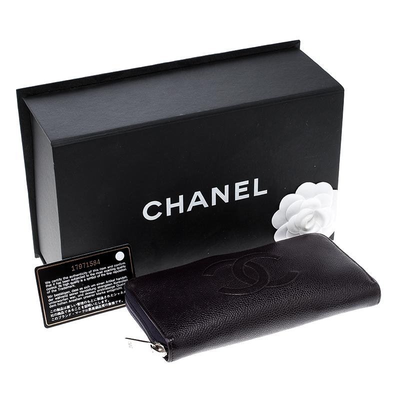 Chanel Purple Leather Timeless L Gusset Zip Around Wallet 2