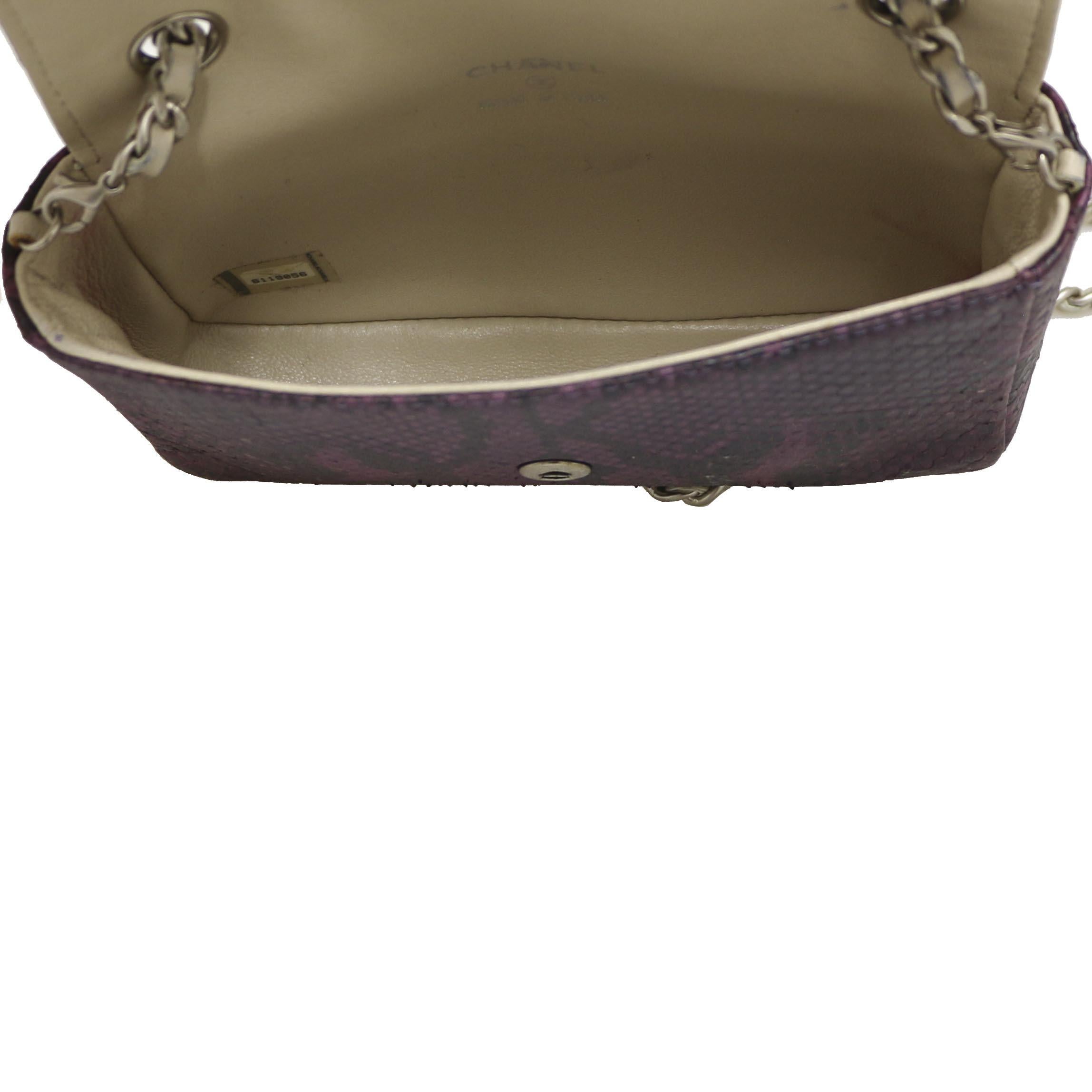 CHANEL Purple Lizard Mini Belt Bag For Sale 2
