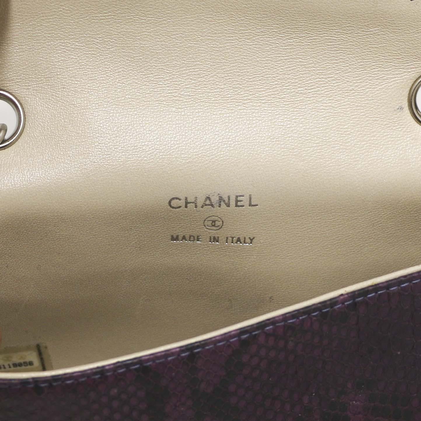 CHANEL Purple Lizard Mini Belt Bag For Sale 3