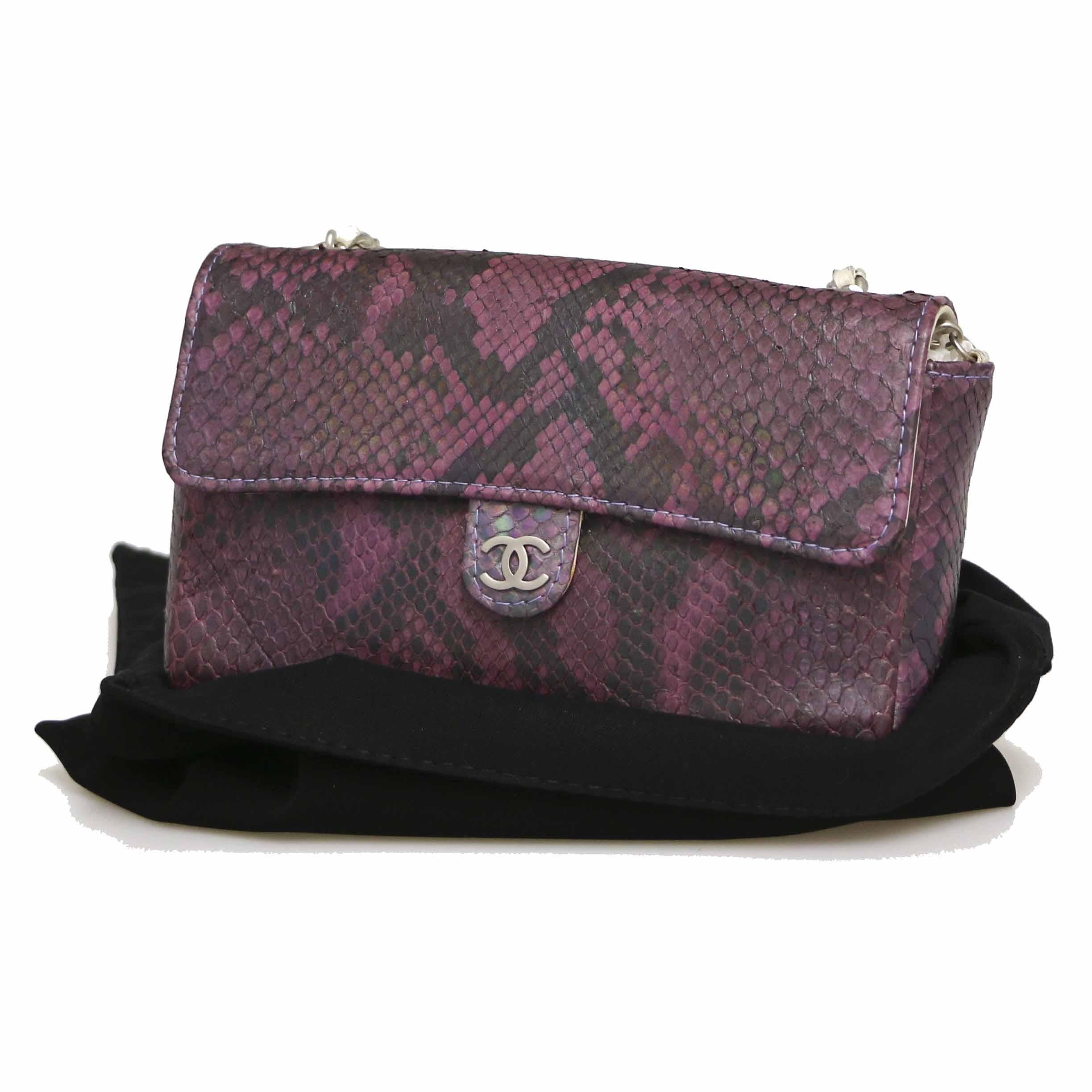 CHANEL Purple Lizard Mini Belt Bag For Sale 5
