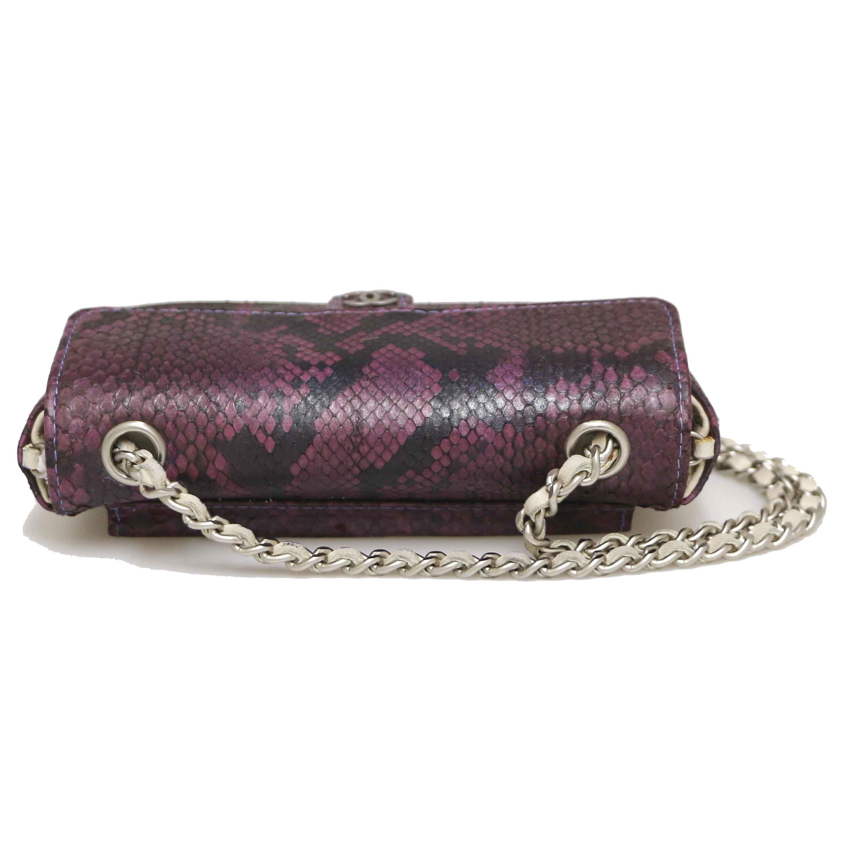 CHANEL Purple Lizard Mini Belt Bag For Sale 6