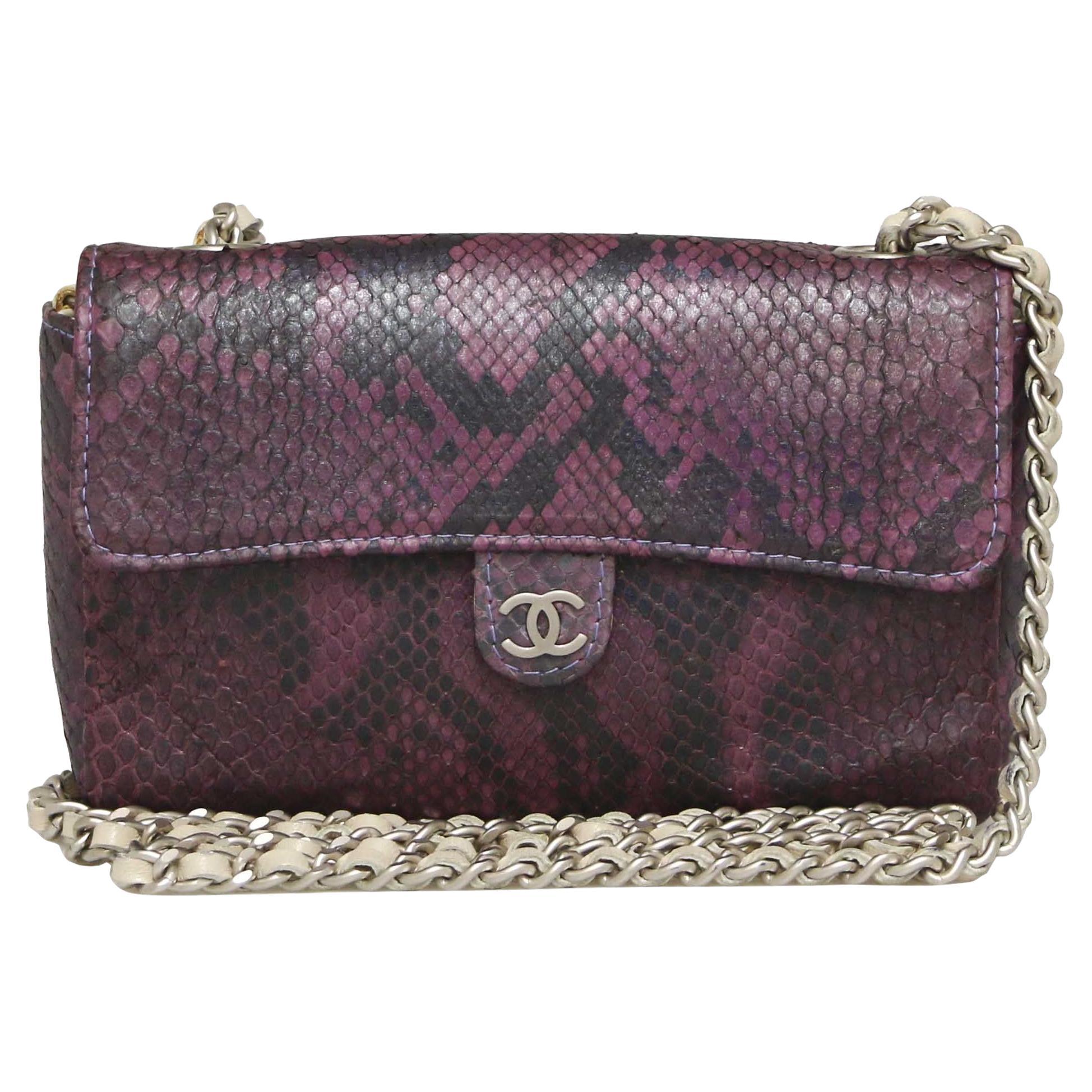 CHANEL Purple Lizard Mini Belt Bag For Sale