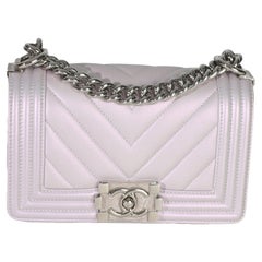 Chanel Purple Metallic Lambskin Chevron Quilted Small Boy Bag Chanel Purple Metallic Lambskin Chevron Quilted Small Boy Bag