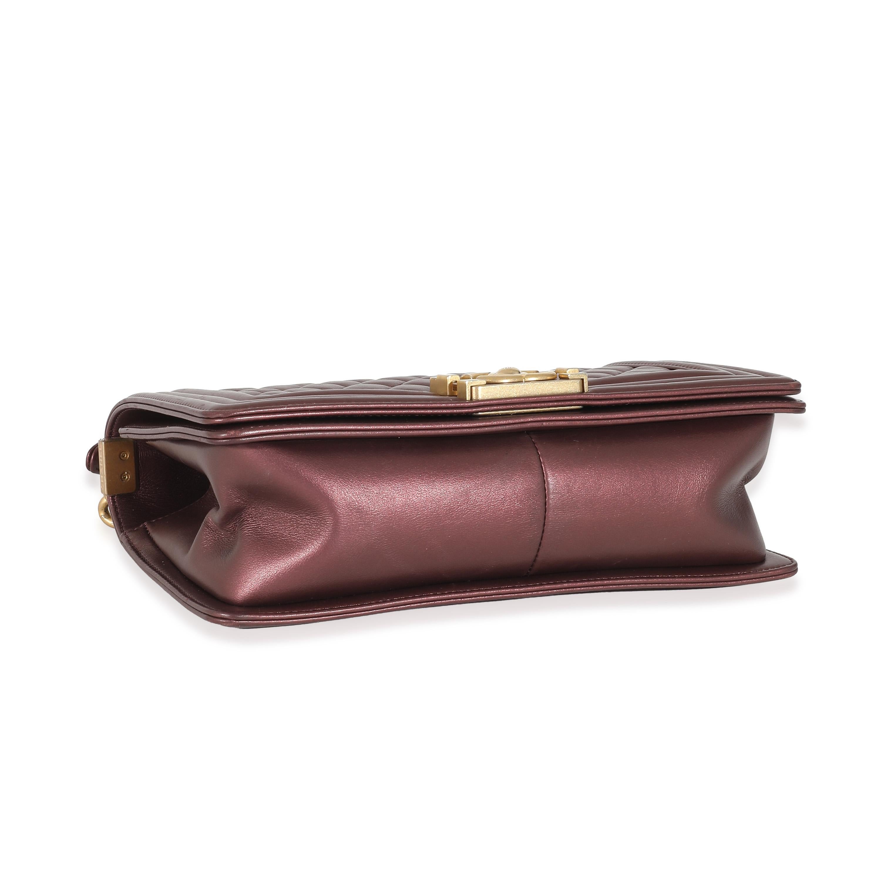 Chanel Purple Metallic Lambskin Medium Boy Bag For Sale 1