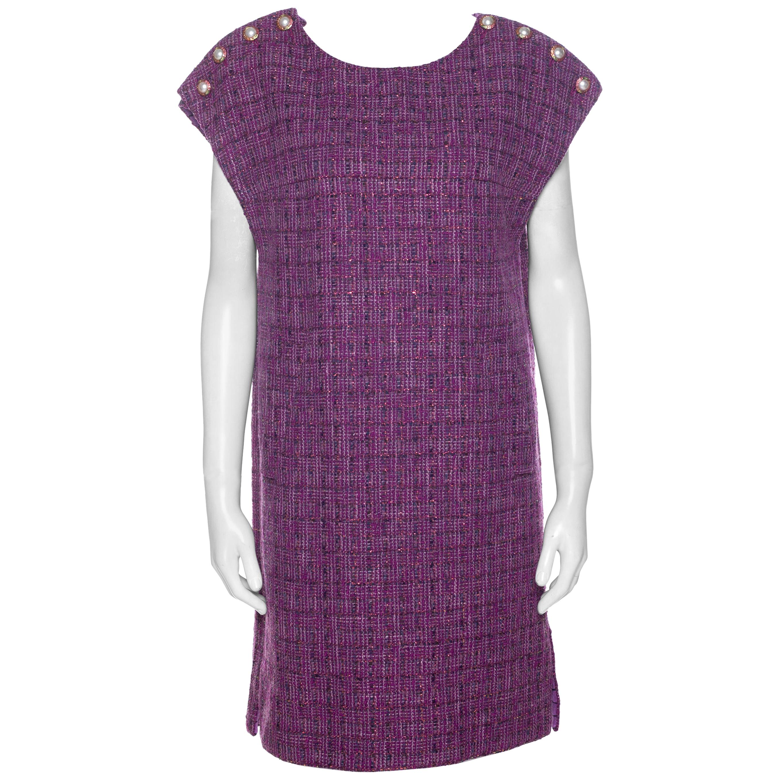 Tweed mini dress Chanel Purple size 34 FR in Tweed - 15478644