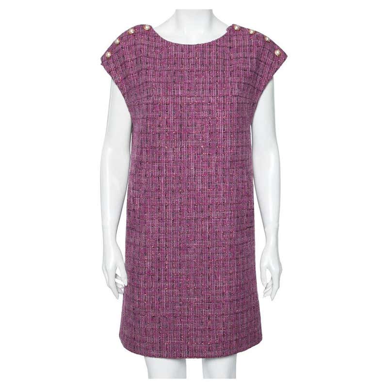 Chanel Purple Metallic Tweed Tunic Dress M at 1stDibs