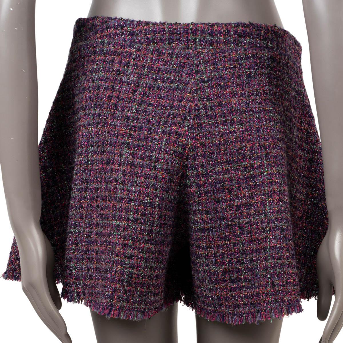 Women's CHANEL purple & multicolor wool 2016 16C SEOUL FLARED TWEED Shorts Pants 38 S For Sale