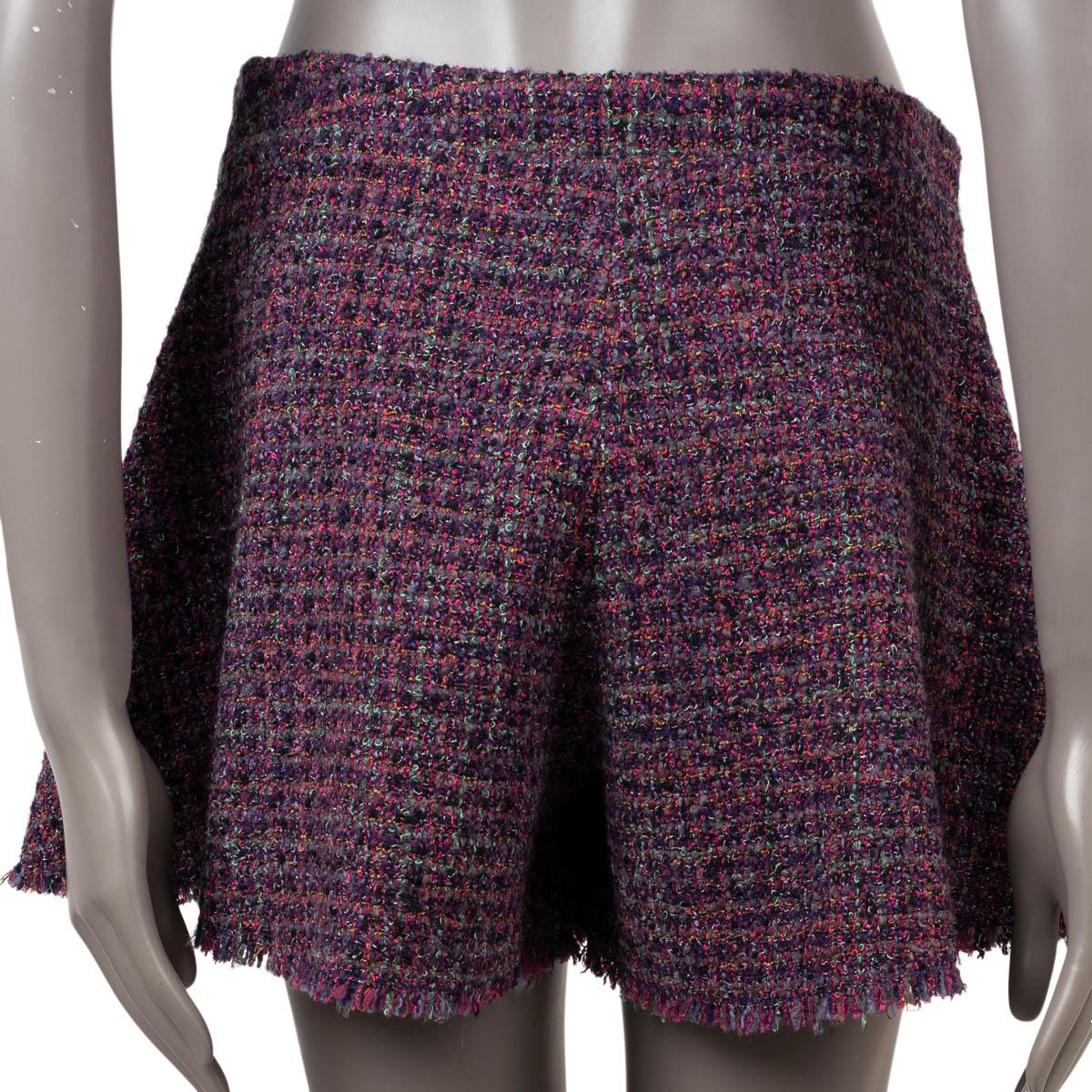 Noir Chanel - Pantalon court en laine violette et multicolore 2016 16C SEOUL FLARED TWEED 38 S en vente