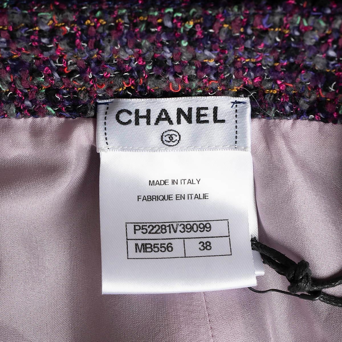 CHANEL purple & multicolor wool 2016 16C SEOUL FLARED TWEED Shorts Pants 38 S For Sale 3