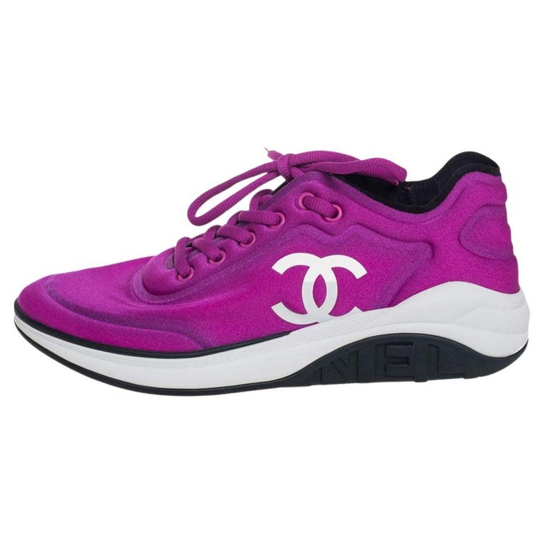 Chanel Purple Neoprene CC Low Top Sneakers Size 39 at 1stDibs