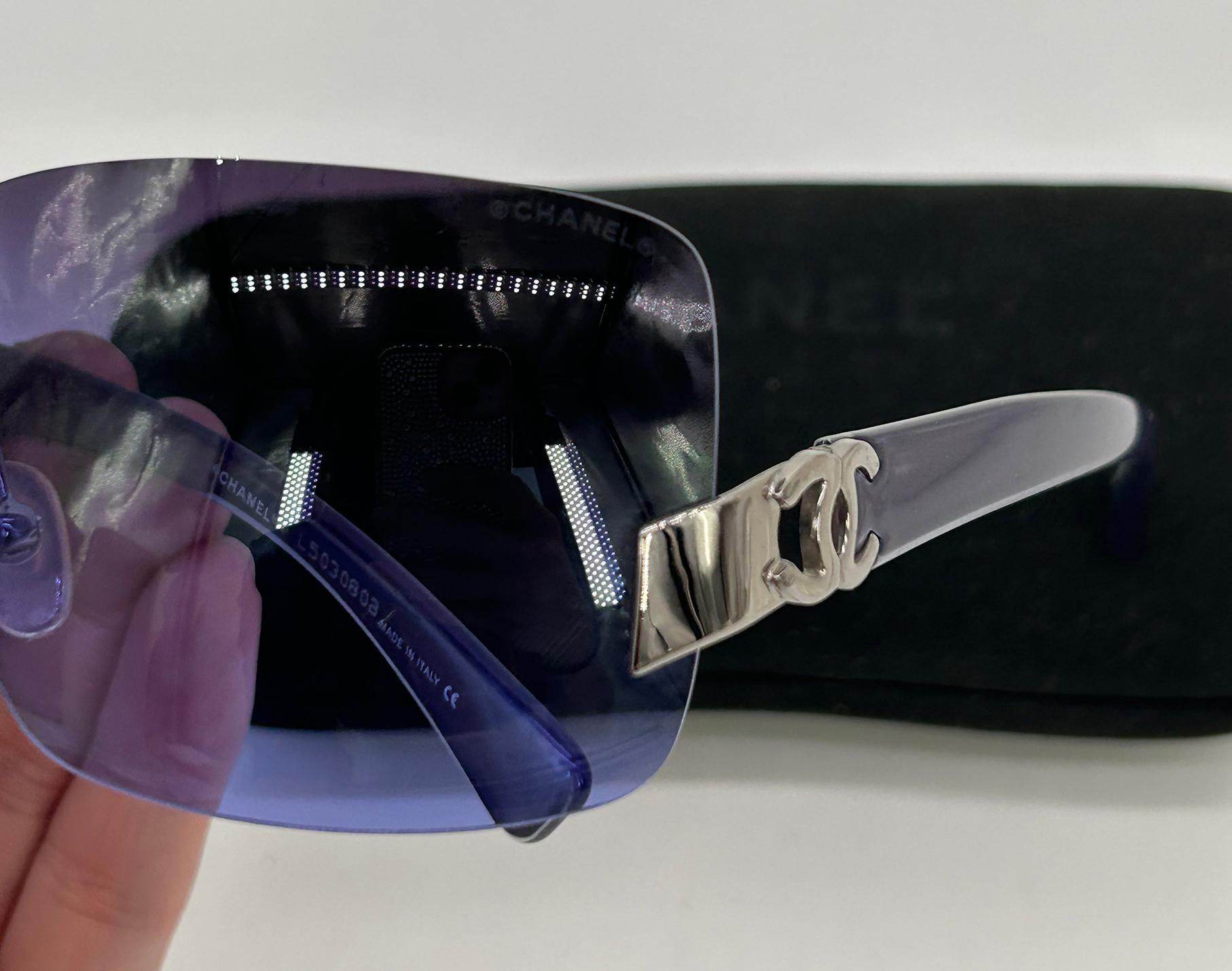 Chanel Lila Ombre Linse CC Logo randlose Sonnenbrille c2000s im Angebot 6