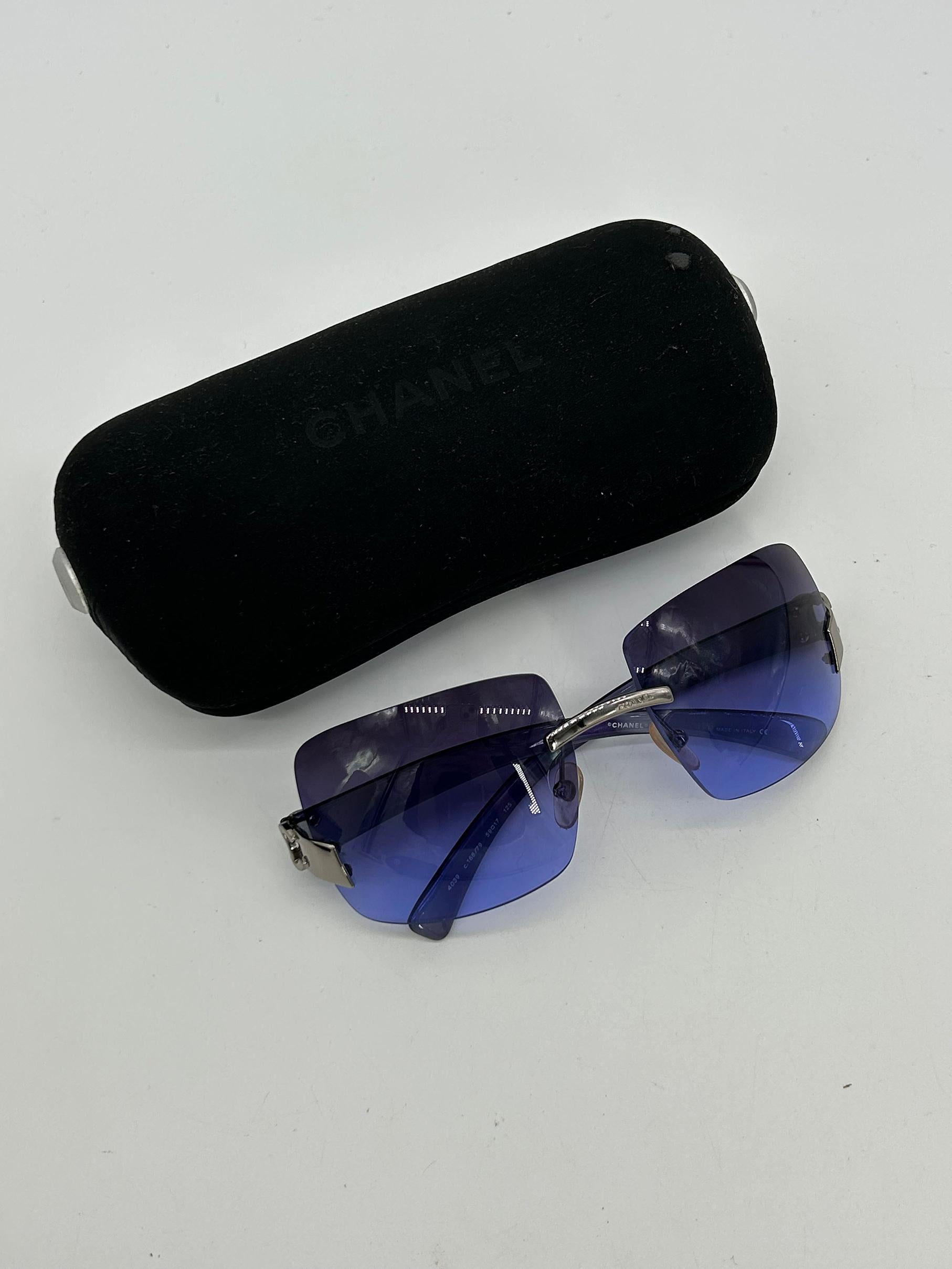 Chanel Lila Ombre Linse CC Logo randlose Sonnenbrille c2000s im Angebot 7
