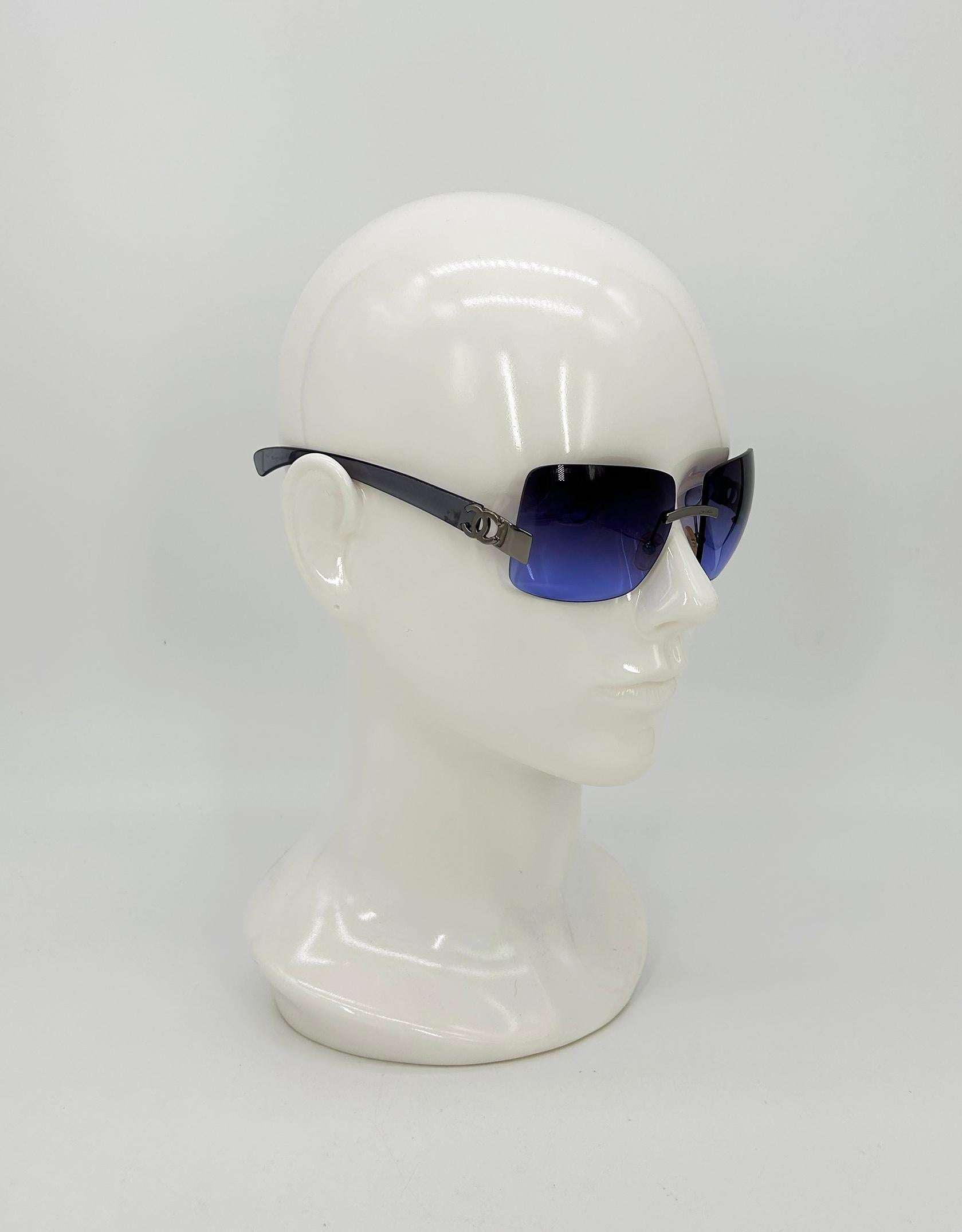 Chanel Lila Ombre Linse CC Logo randlose Sonnenbrille c2000s (Grau) im Angebot