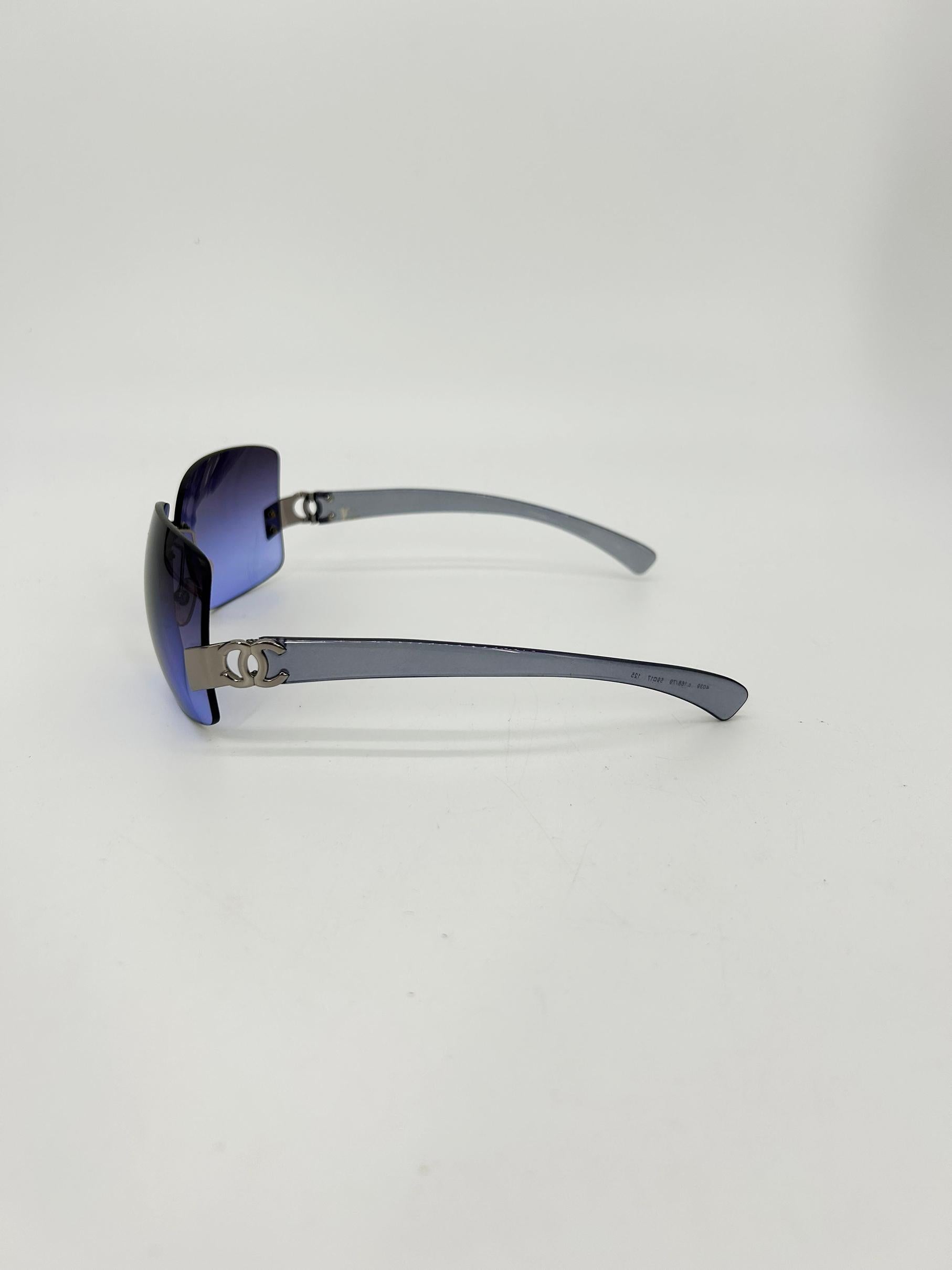 Chanel Lila Ombre Linse CC Logo randlose Sonnenbrille c2000s Damen im Angebot