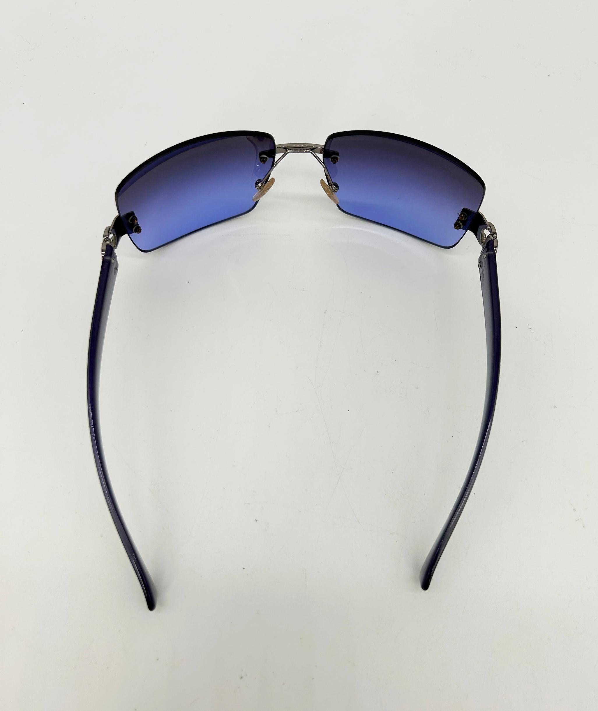 Chanel Lila Ombre Linse CC Logo randlose Sonnenbrille c2000s im Angebot 1