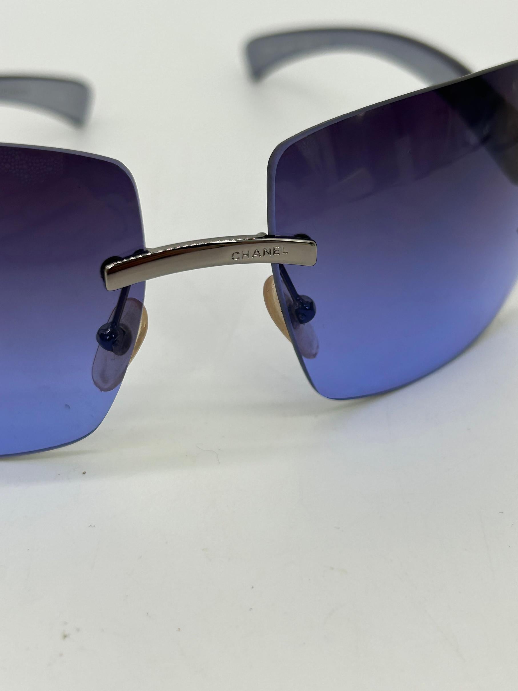 Chanel Lila Ombre Linse CC Logo randlose Sonnenbrille c2000s im Angebot 3