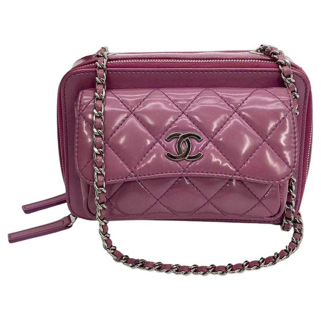 Chanel Purple Patent Leather Pocket Box Camera Case For Sale
